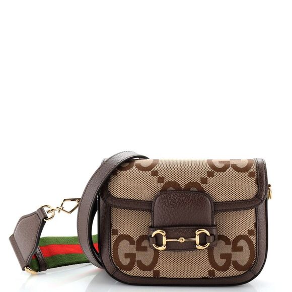 Gucci Handbags - Gucci Horsebit 1955 Shoulder Bag Jumbo GG Canvas Mini Brown